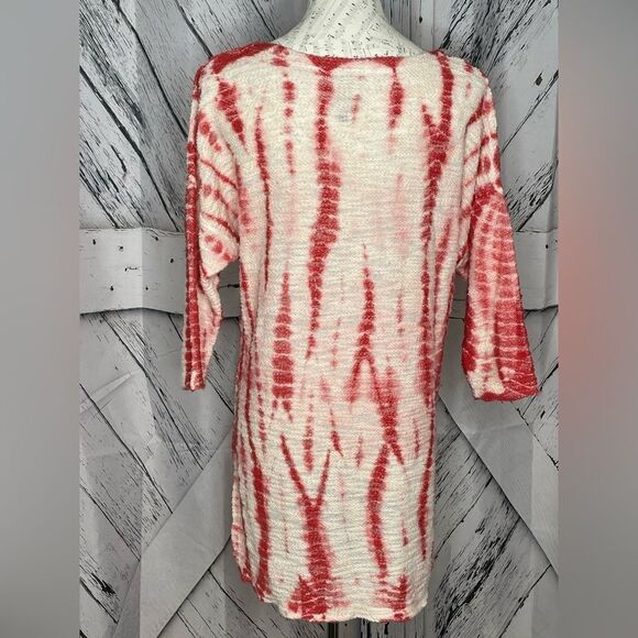 XCVI Anthropologie tie dye tunic high/low red white Small - Picture 3 of 6